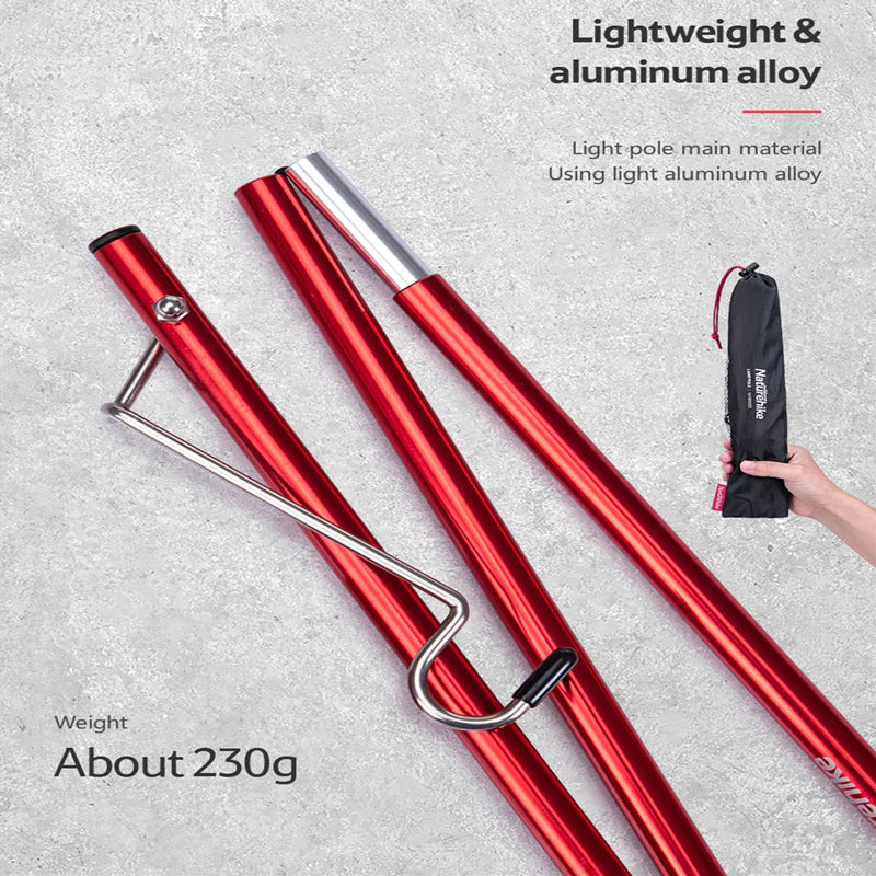 Naturehike Small Lamp Pole Outdoor Camping Aluminum Alloy Ultra Lightweight Camp Portable Foldable Lantern Post Holder Gas LED Light Rod Stick Tabletop Bracket or with Ground Nail Folding Stand Nature Hike