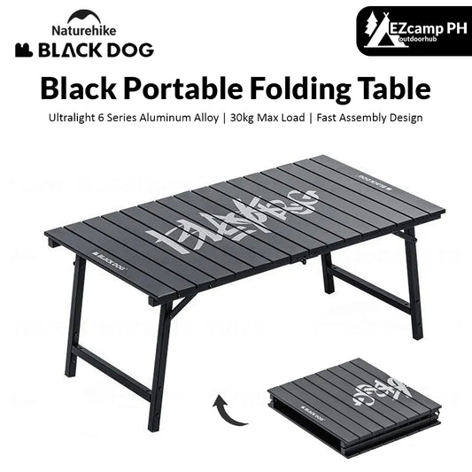 BLACKDOG by Naturehike Black Portable Folding Table Ultralight Aluminum Alloy Fast Assembly 30kg Max Load Outdoor Camping Picnic Table Multifunctional with Storage Bag Heavy Duty Durable Nature Hike Black Dog