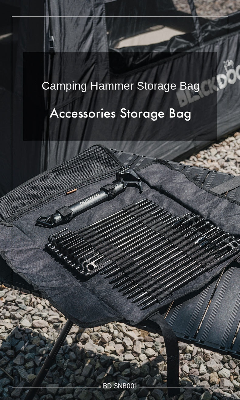 BLACKDOG Camping Equipment Tent Peg Stakes Ground Nails Hammer Tool Storage Bag Case Portable Outdoor Ground Nail Storage Bag Camping Tent Accessories Bag Ground Nail Storage Hiking Travel Heavy Duty Original Black Dog