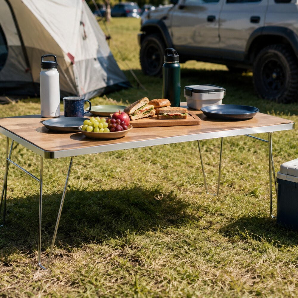 Campingmoon T-230A-TP Field Rack Pro Multipurpose Camping Grill Stacking Storage Rack With Removable Bamboo Board Table Storage Rack With Bag Outdoor