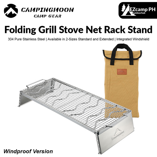 CAMPINGMOON MSW-1018 MSW-1019 Folding Grill Stove Net Rack Stand Windproof Version BBQ Charcoal Butane Stove Grill Mount Bracket Built-in Windshield