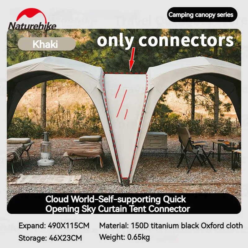 Naturehike CLOUD WORLD Awning 4 Persons Tarp Shelter Canopy 10㎡ Outdoor Camping Large Shade Titanium Vinyl Black UPF50+ Multiple Settings Add-ons Unlimited Connections Waterproof Tent Nature Hike