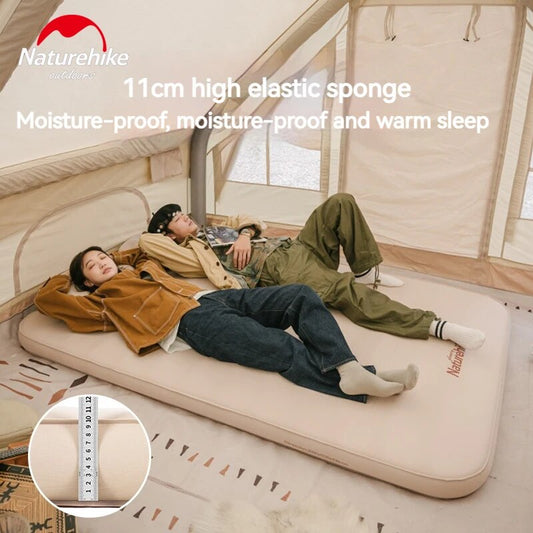 Naturehike Self Inflating Foam Sponge Mattress Portable Queen Camping 11cm Cushion Sleeping Bed Pad Built-in Battery USB Air Pump Auto Inflation
