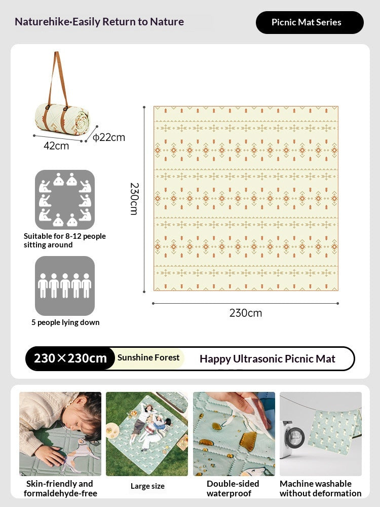 Naturehike HAPPY Ultrasonic Picnic Mat Portable Large Size Skin-Friendly Moisture-proof Mattress Sleeping Pad Machine Washable Outdoor Camping