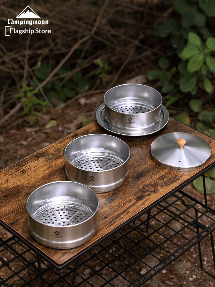 Campingmoon S363 Big Steamer Portable Lightweight 304 Stainless Steel Large Steamer Breakfast Steamer Outdoor Picnics Cooking Cookware Kitchenware