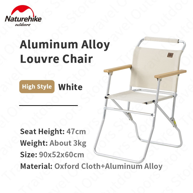 Naturehike Foldable Louvre Kermit Chair Portable Ultralight Folding Chair High Low Outdoor Seat Aluminum Alloy Bracket Canvas Material 120kg Max Load