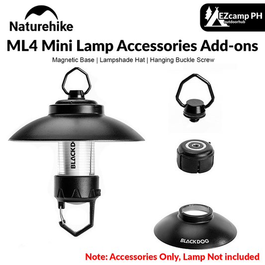 BLACKDOG Black ML4 Mini Lamp Lantern Accessories Add-ons Light Shade Hat Magnetic Base Hanging Hang Buckle Screw Camping Lighting Lampshade Original Black Dog