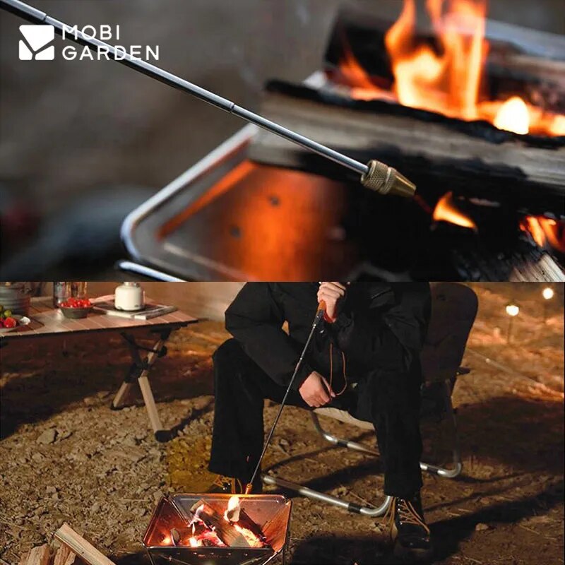 MOBI GARDEN Blow Fire Tube Stick Portable Lightweight Telescopic Stick Stainless Steel Retractable Firewood Stove Accessories Equipment Outdoor