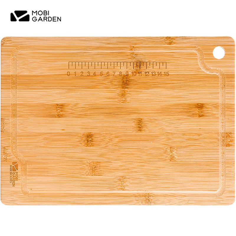 MOBI GARDEN Bamboo Cutting Board Portable Lightweight Multifunctional Solid Wood 12cm Thick Field Kitchen Outdoor Picnic Kitchenware Accessories