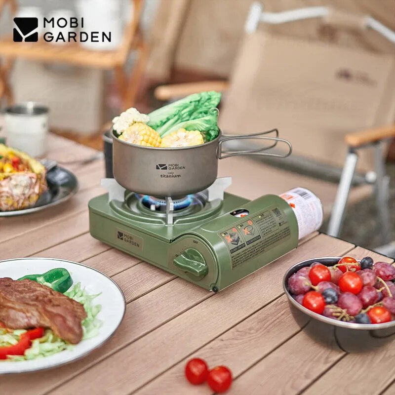 Mobi Garden MeiYan Small Butane Stove Camping Mini Portable Ultralight 2.2KW Firepower Standard Gas Fuel Nozzle Type Canister Cassette Outdoor Cooking Burner Black Mobigarden