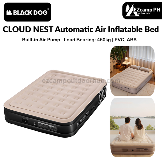 Blackdog CLOUD NEST Automatic Air Inflatable Bed Sleeping Pad 1-2 Persons Camping Home Use Single Queen Size Mattress Built-in Electric USB Charging Air Pump Lamp