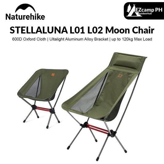 Naturehike STELLALUNA L01 L02 Small Large Portable Outdoor Camping Ultralight Folding Moon Chair 120kg Max Load Aluminum Alloy 600D Oxford Cloth Hiking Travel Picnic Foldable Small Size Seat Nature Hike YL08 YL10