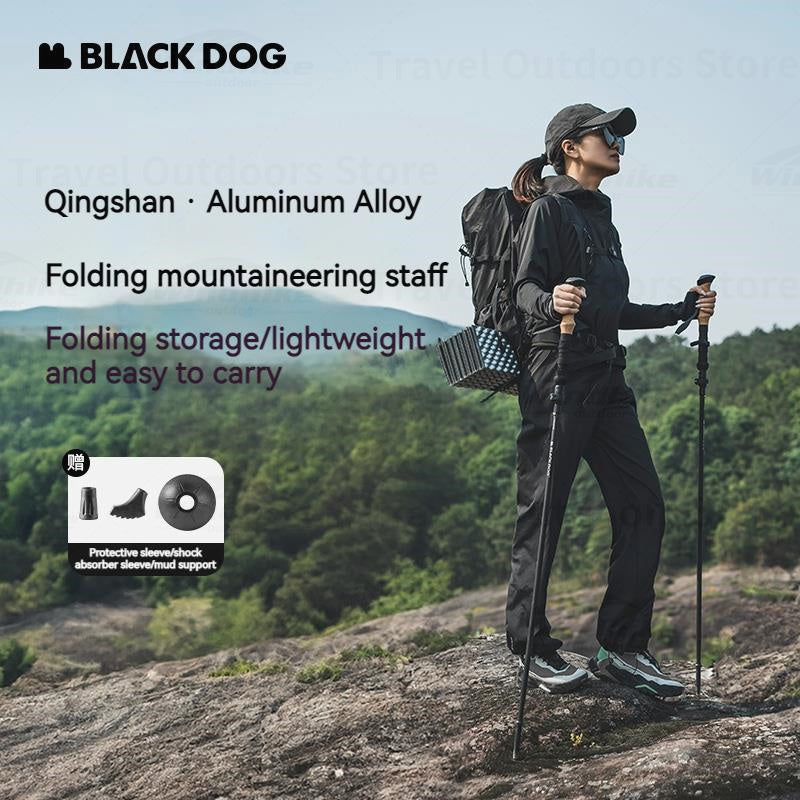 Blackdog Aluminum Alloy Trekking Pole Portable Ultralight Foldable Mountaineering Stick Foldable Climbing Walking Stick Adjustable Telescopic Camping Outdoor