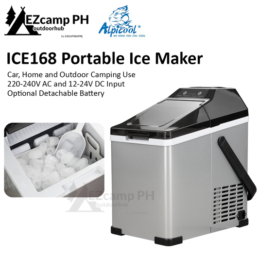 ALPICOOL ICE168 Portable Ice Maker Machine Car Home Outdoor Camping Compressor Ice Making Device 12V 24V DC / 220V 240V AC ICE 168 Tube Cube