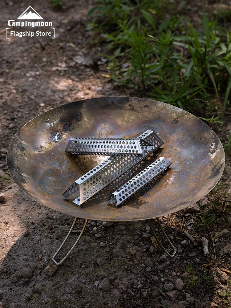 Campingmoon Stainless Steel Firewood Portable Universal Bonfire Accelerator Honeycomb Cut Out Efficient Burning Reduce Smoke Camping Outdoor