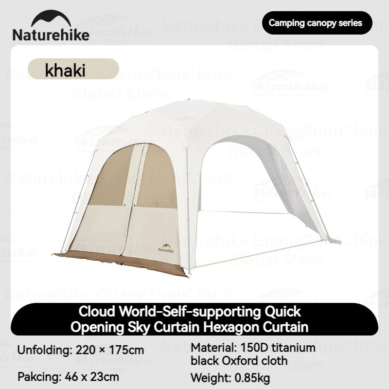 Naturehike CLOUD WORLD Series Hexagon Dome Modular Automatic Tent Canopy UPF12500+ Sunshade Windproof Waterproof PU5000+ Quick Open Tent Tarp Chimney