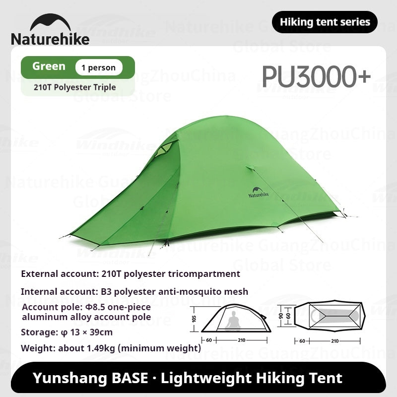 Naturehike Cloud Up Base Tent Portable Ultralight Double Layer 1-2 Person Sun Shelter Backpacking Tent Waterproof Windproof 210T Nylon Camping Outdoor Hiking Trekking Heavy Duty Original Nature Hike