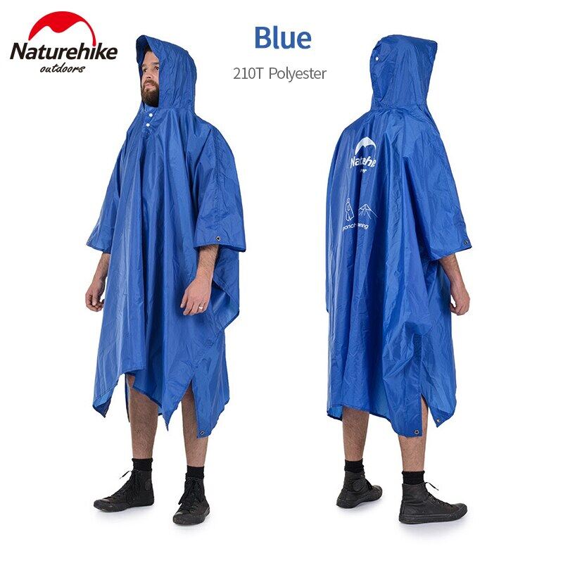 Naturehike Outdoor Raincoat 3 in 1 Multifunction Rain Coat 20D 210T Poncho Waterproof Portable Mat Tarp Canopy Tent Hiking Biking Travel Camping