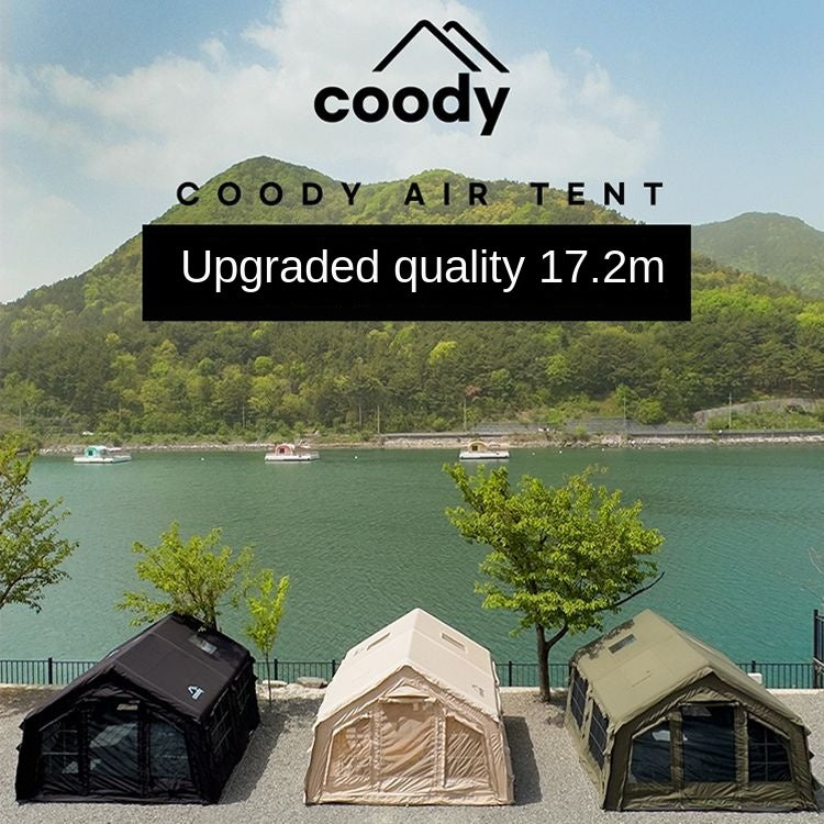 Coody FAMILIA AIR 17.2 Premium Cabin Inflatable Tent 6-8 Persons Extra Large 17.2m² Interior Space Waterproof Blended Cotton Black Vinyl Coated