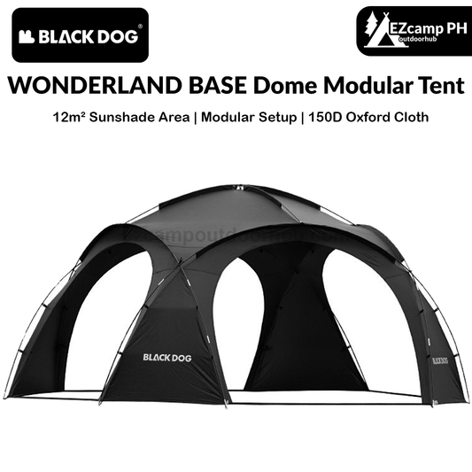 Blackdog WONDERLAND BASE Dome Modular Tent 12m² Large Space Outdoor Living Area Tarp Canopy Shelter Black Vinyl Coated Sunscreen Waterproof PU2000