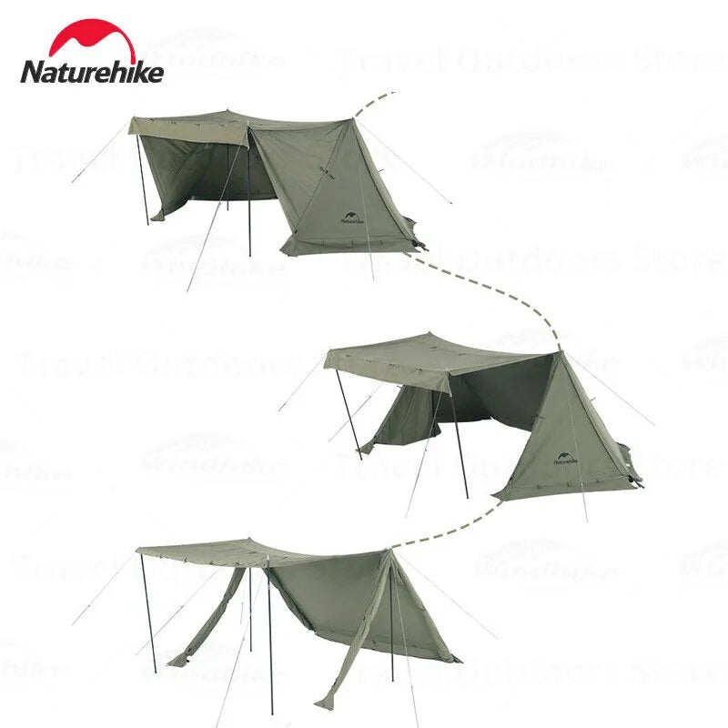 Naturehike ARES Army Tent Ultralight Hiking Backpacking Camping Outdoor Single Shelter 1 Person Waterproof 210G TC Cotton 5.8kg with Awning Canopy Chimney Nature Hike