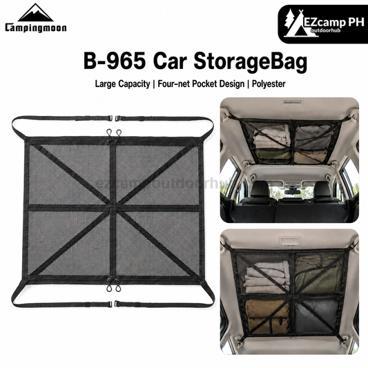 Campingmoon B-965 Car Storage Bag Portable Extendable Four-Compartment Mesh Interior Bag Rooftop Four-Corner Hanging Organizer Outdoor Camping Travel