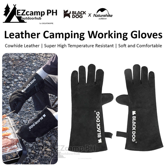 BLACKDOG by Naturehike Black Cowhide Leather Camping Working Gloves Super High Temperature Heat Resistant Comfortable Safety Extended Cooking Grilling