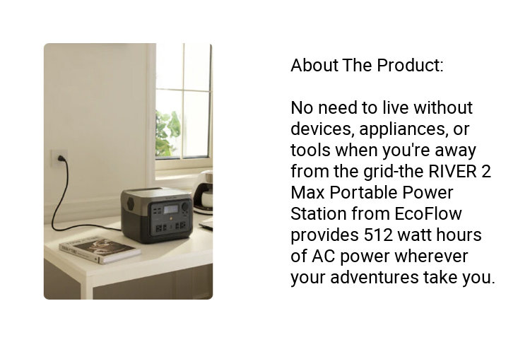 Ecoflow RIVER 2 Max Power Station 499/512Wh 220V Solar Generator With LiFePO4 Battery Charging In 1 Hour 500W Up To 1000W With X-Boost Power Emergency Power Source Energy Storage