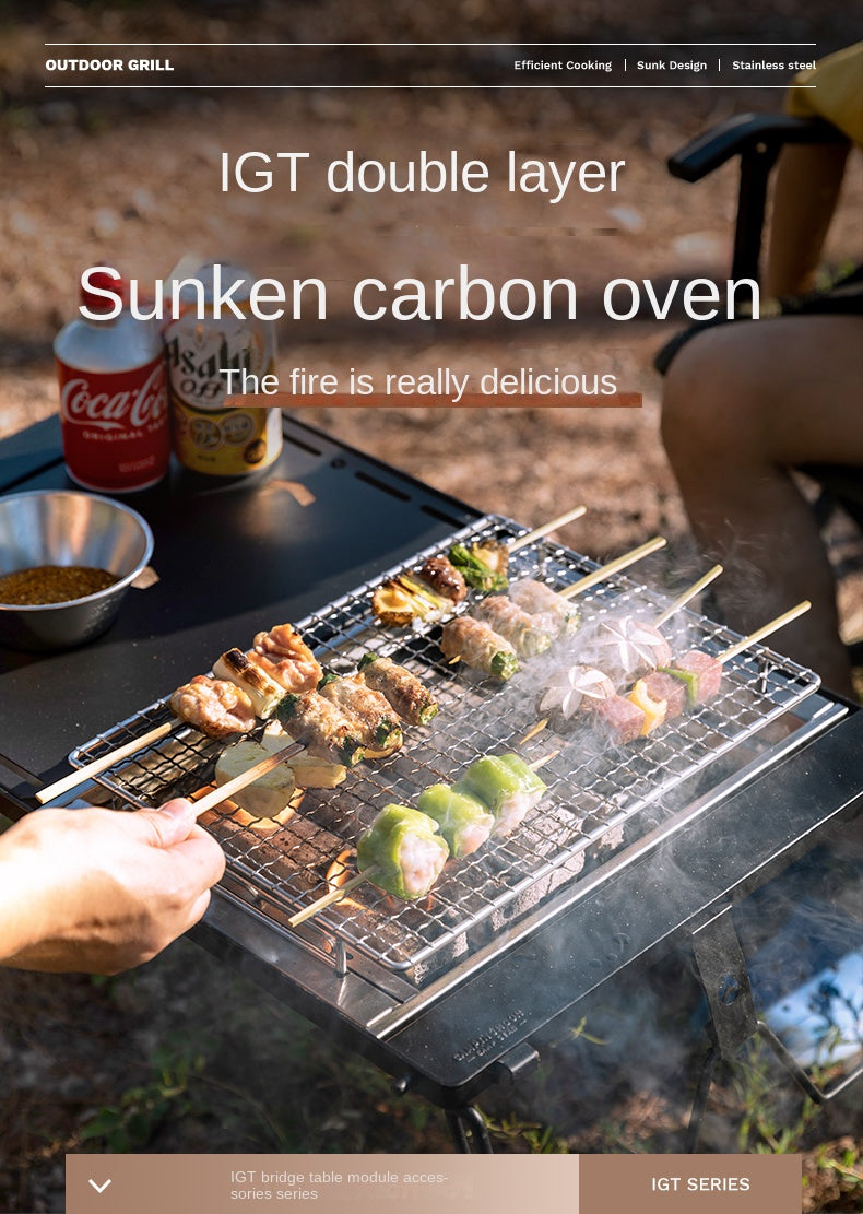 Campingmoon UG-1 1 Unit IGT Charcoal Grill Portable Folding Multi-Scene Integrated Griller Table Stainless Steel Outdoor BBQ Equipment With Bag