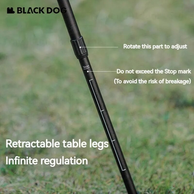 BLACKDOG by Naturehike Black Round Table Portable Aluminum Alloy Tea Coffee Table with Lamp Light Pole Post Stand Holder Portable Ultralight Adjustable Height Outdoor Camping Picnic Side Table Black Dog Nature Hike