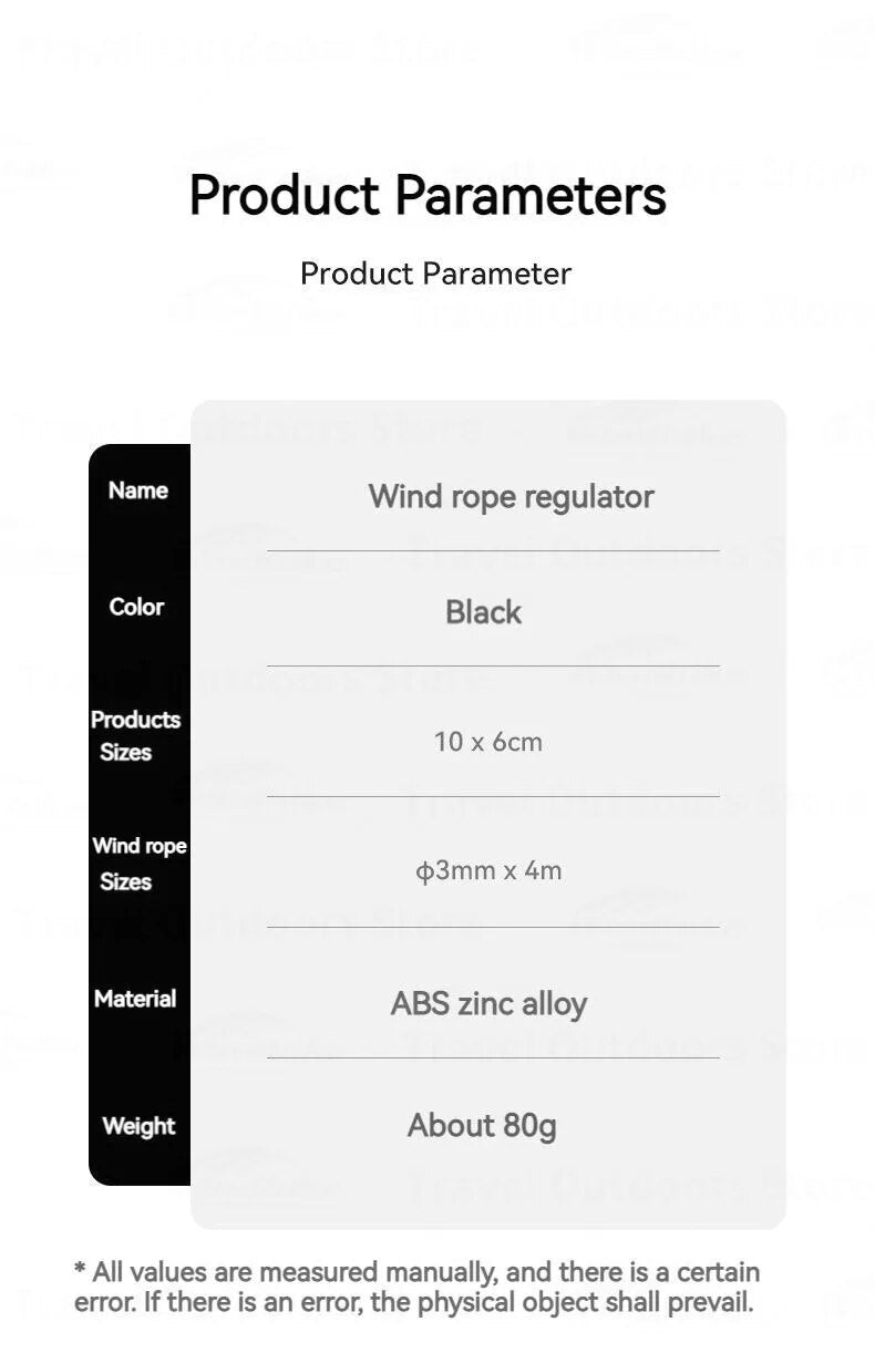 BLACKDOG Wind Rope Adjuster Portable Pulley Design Easy Windproof Canopy Tarp Tent Setup Strong Load Bearing Reflective Line Buckle Tensioner Hook