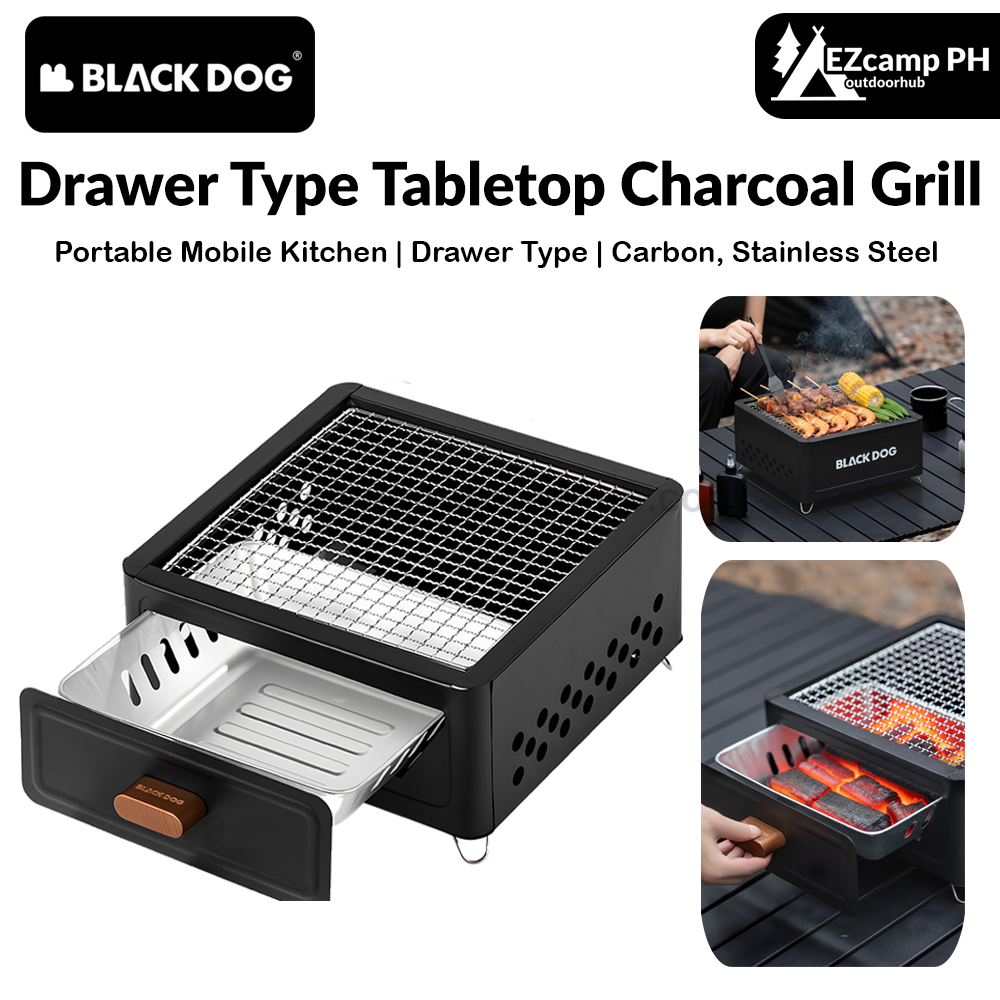 Blackdog Drawer Type Tabletop Charcoal Grill Portable Multipurpose 4-6 Person Desktop BBQ Griller Set Fireplace Outdoor Camping Cooking Equipment