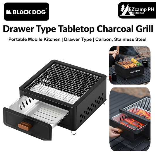 Blackdog Drawer Type Tabletop Charcoal Grill Portable Multipurpose 4-6 Person Desktop BBQ Griller Set Fireplace Outdoor Camping Cooking Equipment