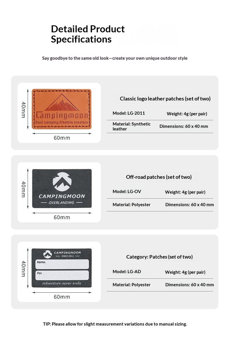 Campingmoon Outdoor Camping Velcro Leather Logo Patch Label for Backpack Tent Bag Gear Accessory
