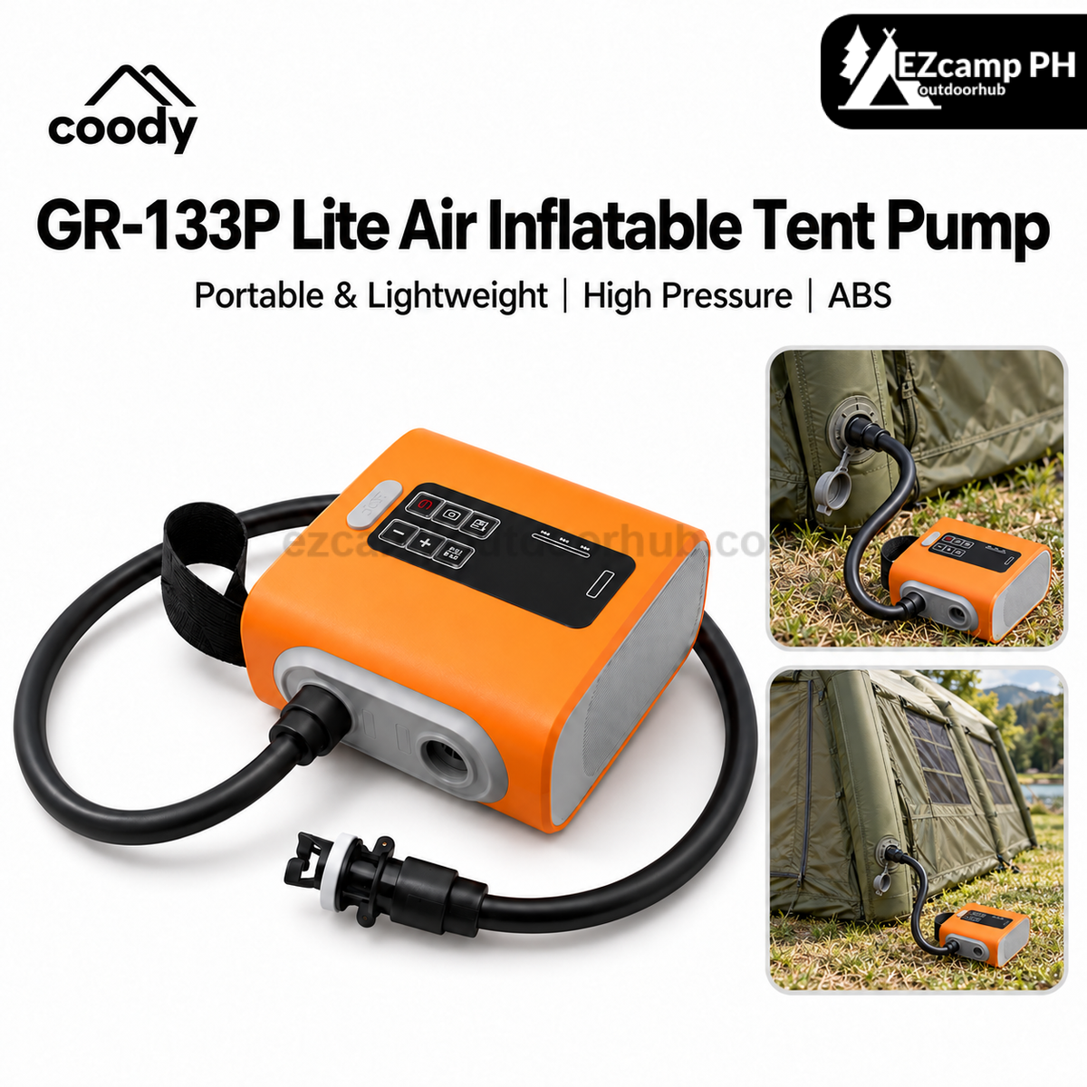 Coody GR-133P Lite Air Inflatable Tent Pump Wireless Electric Automatic USB C Charging 22PSI Max