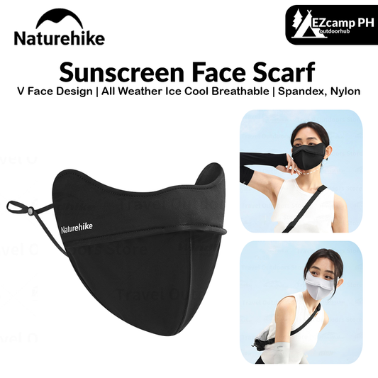 Naturehike Sunscreen Face Scarf Ice Silk Mask Portable Lightweight Adjustable Solid Color Washable Reusable Face Mask Summer UV Protection Face Cover Women/Girls