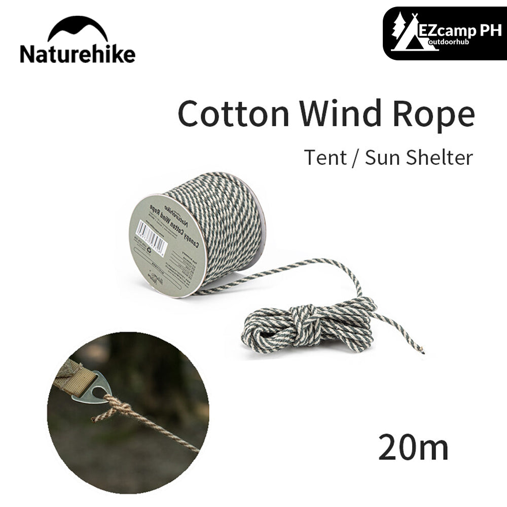 Naturehike Canopy Cotton Wind Rope Outdoor Tent Windproof Rope Ultralight Camping Cords Sun Awning Tarp String Line Cord Shelter Accessories Nature Hike