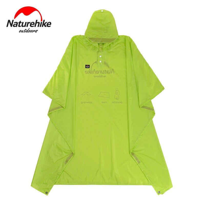 Naturehike Outdoor Raincoat 3 in 1 Multifunction Rain Coat 20D 210T Poncho Waterproof Portable Mat Tarp Canopy Tent Hiking Biking Travel Camping