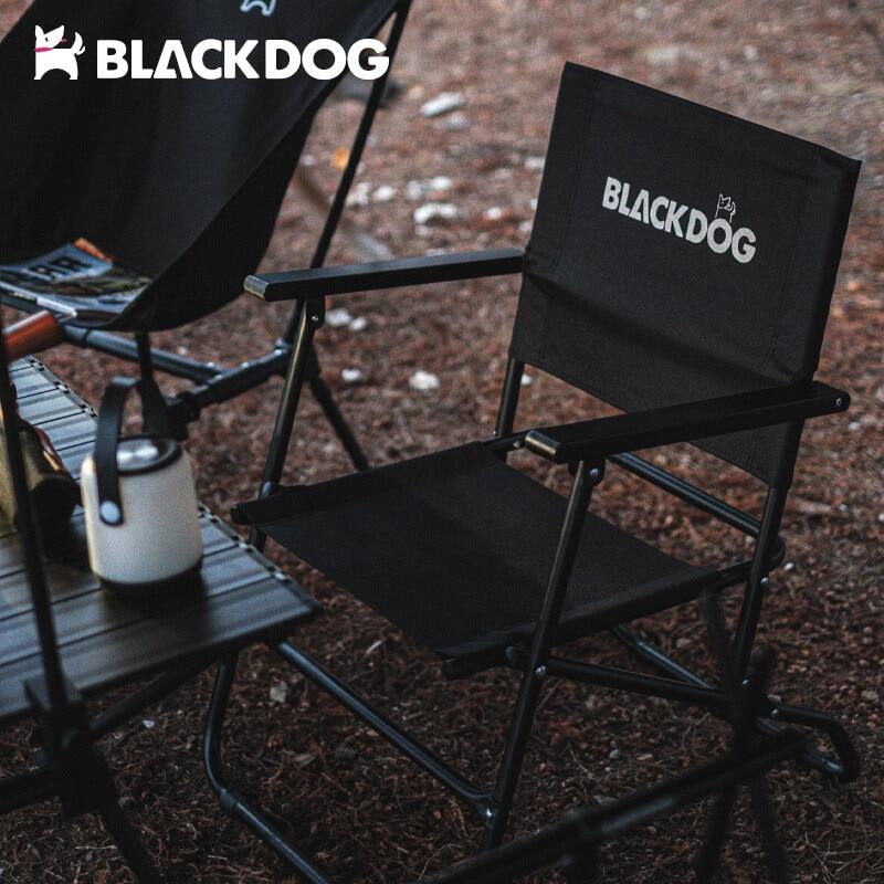 BLACKDOG Portable Black Folding Chair 3.7kg Durable 120kg Max Load Anti-skid Iron Pipe Support Kermit Foldable Chair With Armrest And Backrest Outdoor Hiking Beach Picnic Travel Camping  Heavy Duty Black Dog