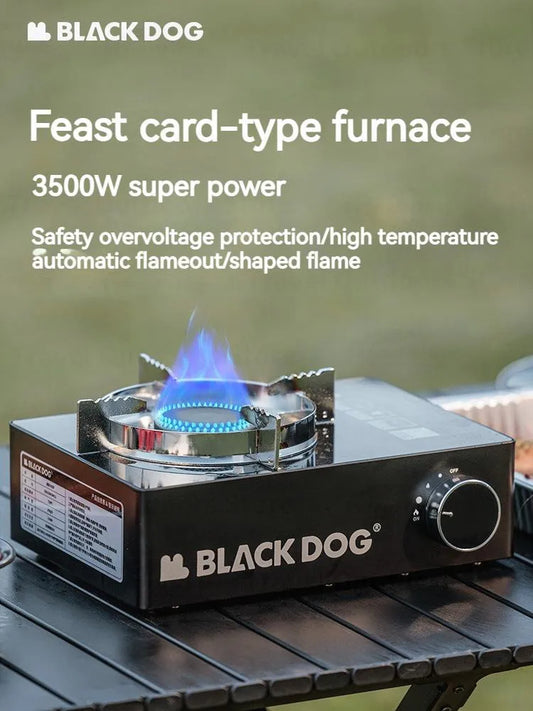 (Pre-Order) BLACKDOG by Naturehike FEAST Black Portable Mini High Power Butane Gas Stove 3.5kw Max Firepower Tempered Glass Panel Canister Outdoor Camping Cooking Cassette Burner Black Dog Nature Hike