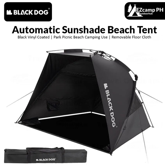 BLACKDOG Black Automatic Sunshade Beach Dome Tent Outdoor Canopy Fast Build UPF50+ Sunscreen Vinyl Coated Camping Picnic Fishing for 2-3 Person Waterproof PU3000mm Black Dog