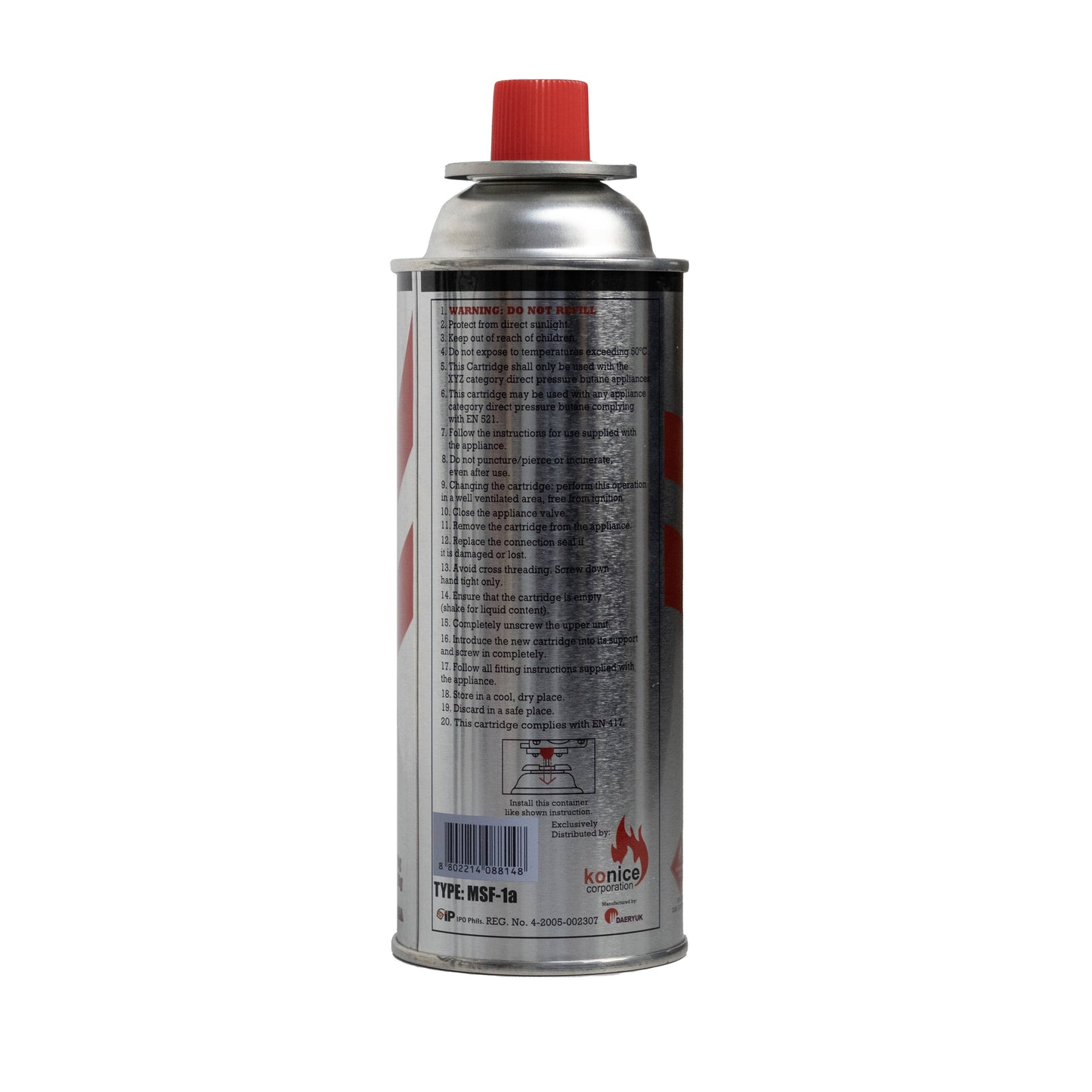 KONICE Butane Gas 1pc 4pcs Pack 28pcs Box MB-01 ICC Certified ICC Safety Seal Cassette Stove Fuel Compatible To Nozzle Type Cartridge Canister