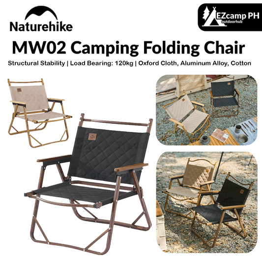 Naturehike MW02 Camping Folding Chair Portable Thickened Soft Cotton Cushion 1 Person Kermit Chair Outdoor Backrest Fishing Comfortable Breathable L02