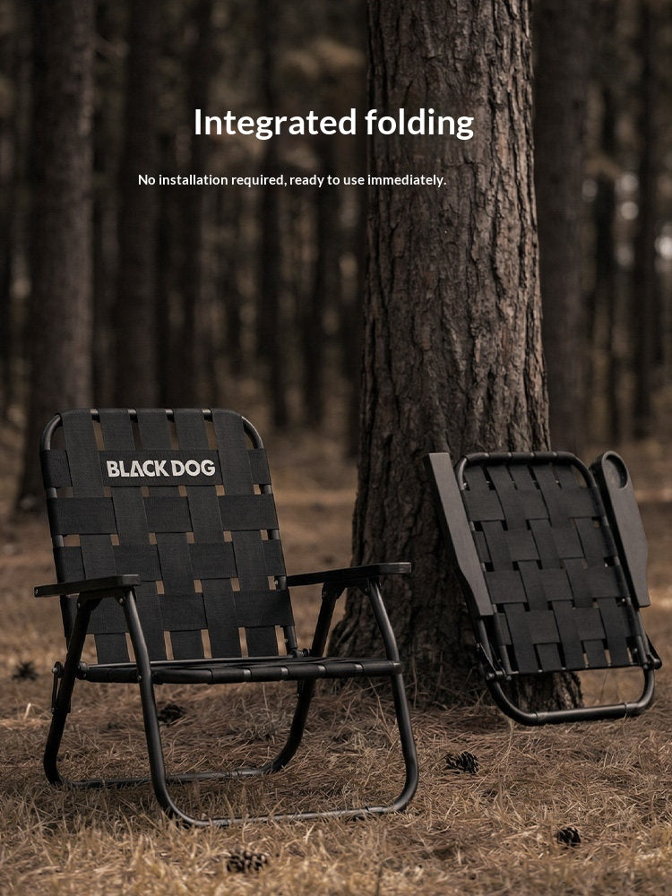 Blackdog Webbing Folding Chair Portable Lightweight Foldable Steel Kermit Chair Ergonomic Design 120kg Max Load Build-in Cup Holder Non-Slip Outdoor