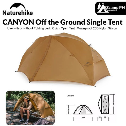 Naturehike CANYON Off the Ground Single 1 Person Tent Fast Quick Open Folding Bed Cot Military Outdoor Camping Waterproof 20D Nylon Silicon Ultralight Portable Hiking Backpacking Tent Nature Hike