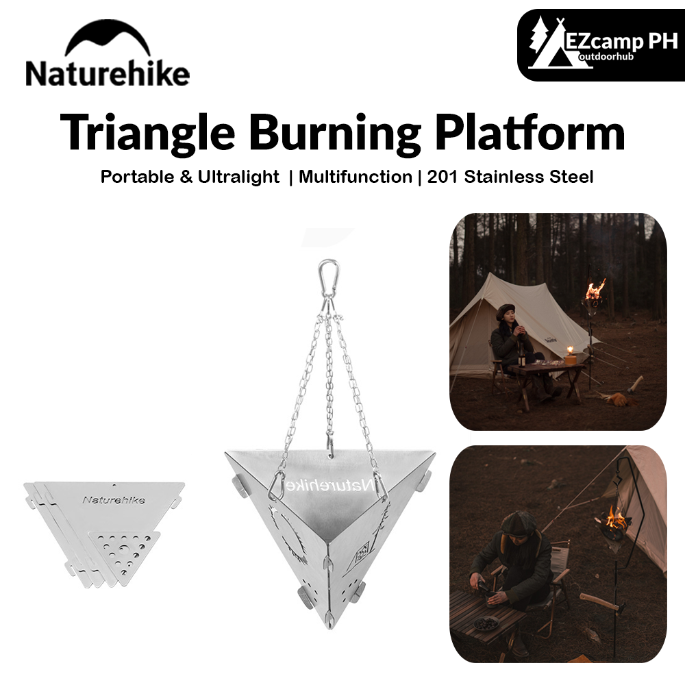 Naturehike Triangle Burning Platform Portable Ultralight Stainless Steel Grill Bonfire Rack Warm Oneself Hanging Furnace Fire Bowl Camping Outdoor