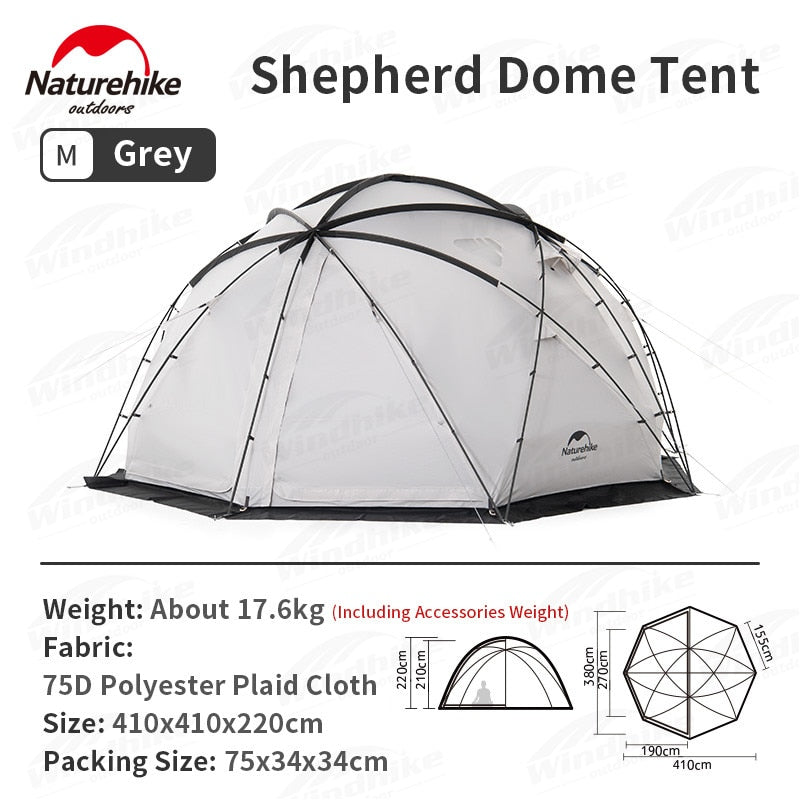 Naturehike SHEPHERD Series Geodesic Dome Style 4-Season Camping Tent Outdoor Waterproof Windproof 3 Sizes Extra Large 20m² Space 12 Person ARIES