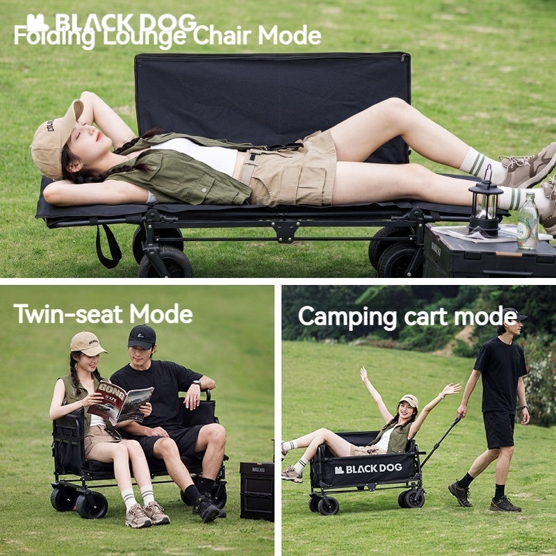Blackdog TRAVELER 3 in 1 Outdoor Camping Cart Trolley and Chair Cot Bed Combo All Terrain Wagon