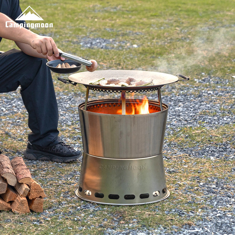 Campingmoon MF-038 Smokeless Fire Pit Wood Burning BBQ Grill Portable Outdoor Camping Bonfire Stove