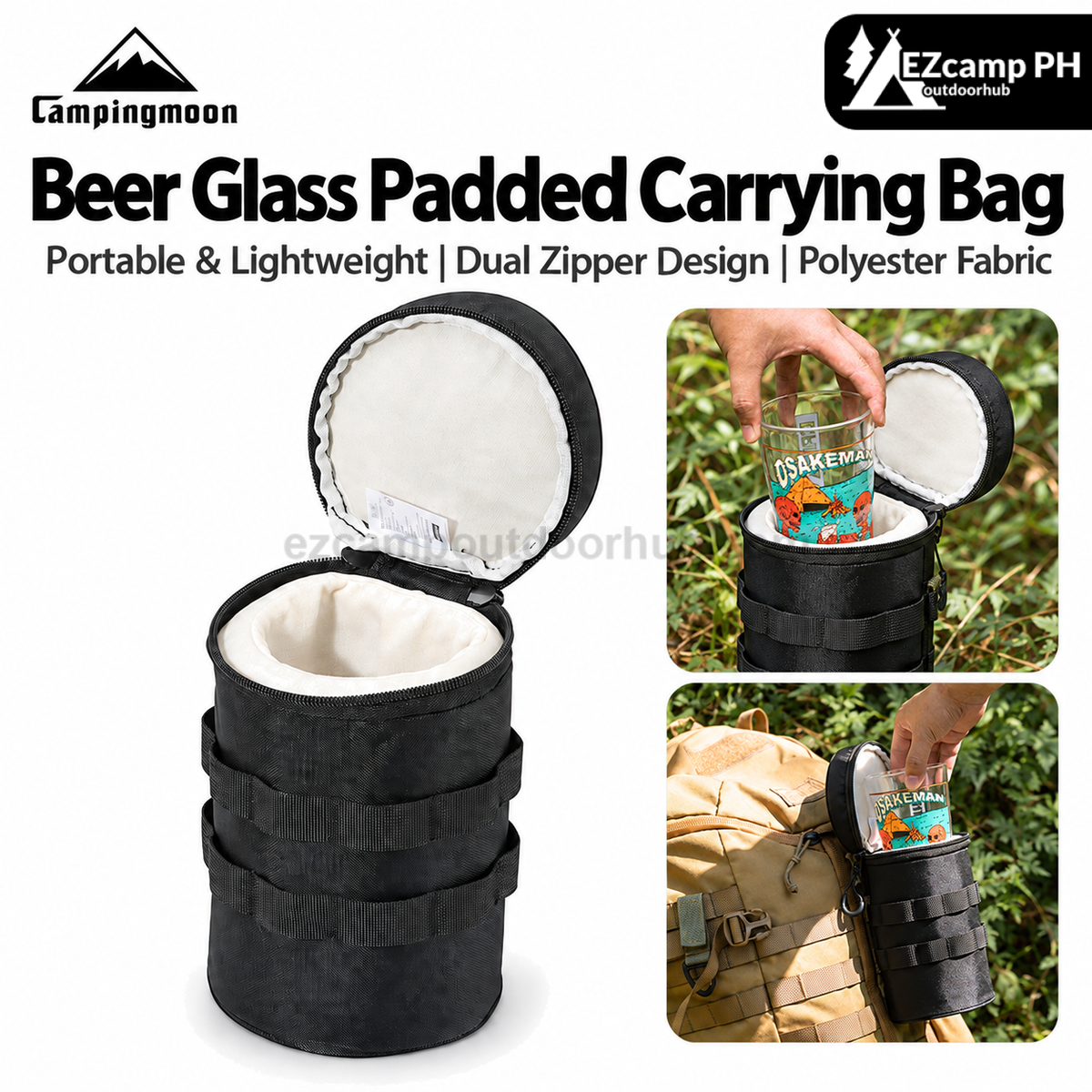 Campingmoon Beer Glass Padded Carrying Bag Protective Cup Case Portable Outdoor Camping Storage
